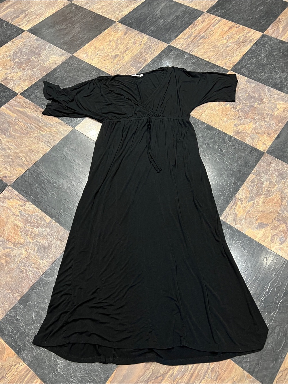 New York & Company Black Wrap Maxi Dress with Tie Waist